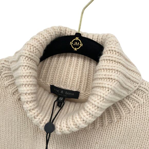 NEW Rag & Bone Lunet Wool Lambswool Turtleneck Sweater Chunky Knit Oatmeal Sz XS - Picture 4 of 10